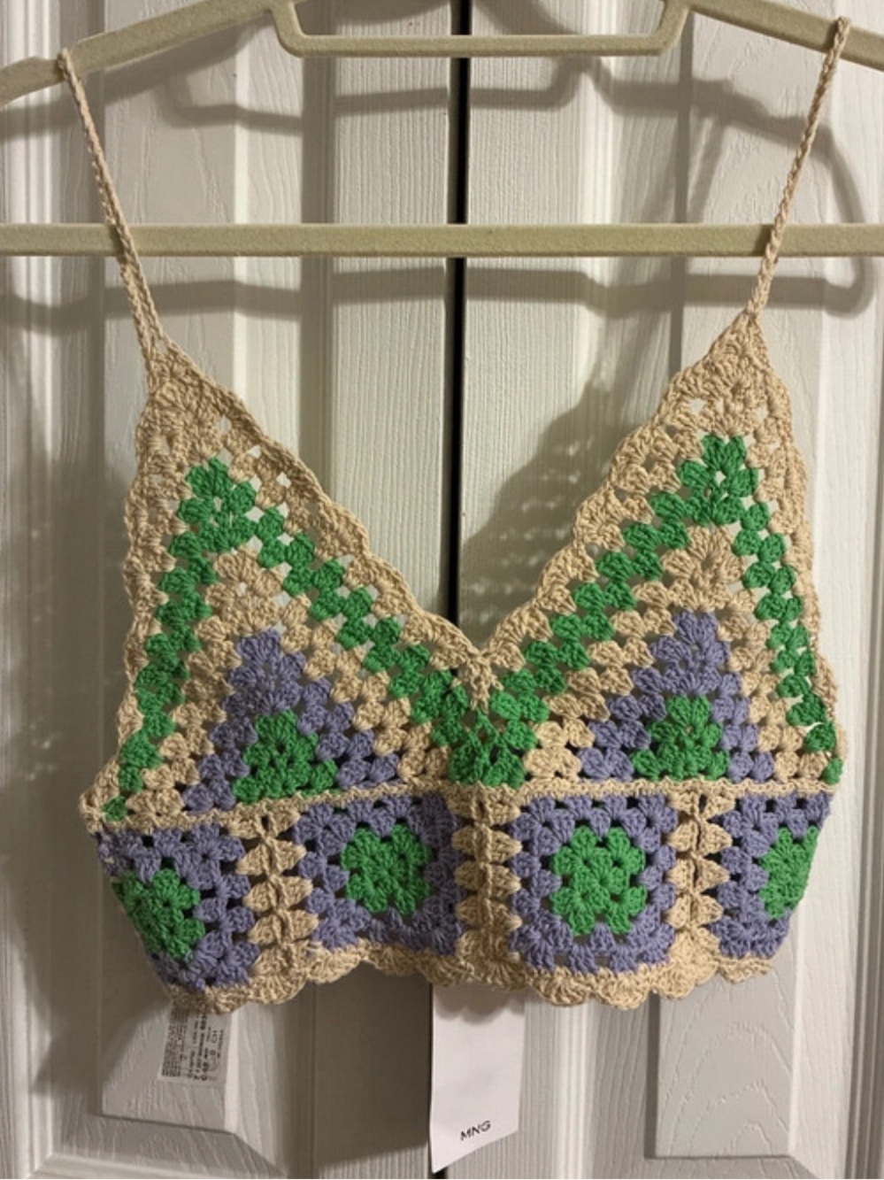 MANGO NWT Sz XS Crochet V-Neck Crop Top